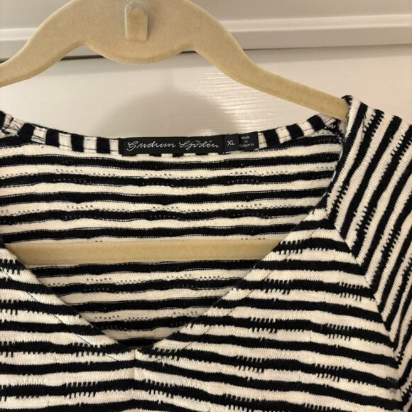 Gudrun Sjoden Organic Cotton Striped Tunic Dress, Black/Cream XL - Picture 4 of 7
